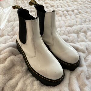 Dr. Martens White Chelsea Boots | Platform Sole | Size US 9